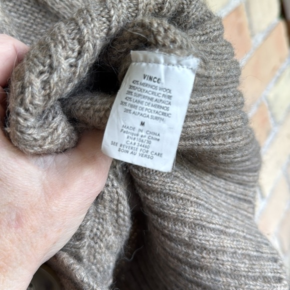 Vince Cable Knit Long Brown Alpaca-Wool Blend Cardigan Sweater - Picture 2 of 3